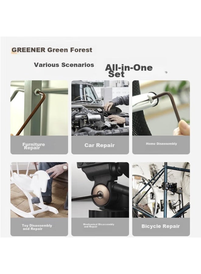 Greener Hex Key Set, Screwdriver, Internal Hexagon T-shaped Hexagonal Star Wrench, Extended - Image 4