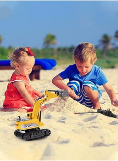 GROIC Remote Control Excavator Toy Truck RC Excavator with Metal Shovel Lights Sounds Rechargable Engineering Sand Digger Construction Vehicle Toy Gift for Boys Girls Kids & Children  - Image 2