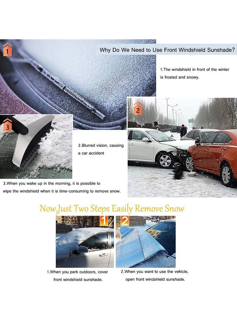 SYOSI Car Sun Shade, SYOSI Front Car Windshield Sunshade, Windscreen Cover UV Magnetic Windshield Protector Dust Water Resistant Snow Ice Cover for All Weather (57.5 * 40.2 inch) - Image 3