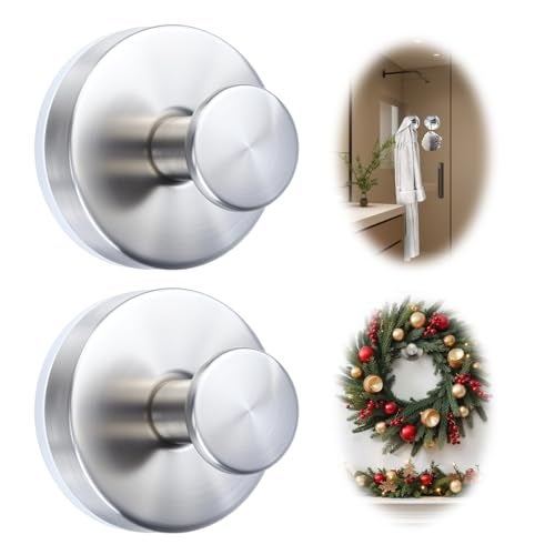WellMade 2 Pack Brushed Stainless Steel Suction Cup Hooks for Shower, Bathroom, Kitchen, Waterproof & Rustproof Wall Hooks for Glass, Tile, Mirror - Image 2