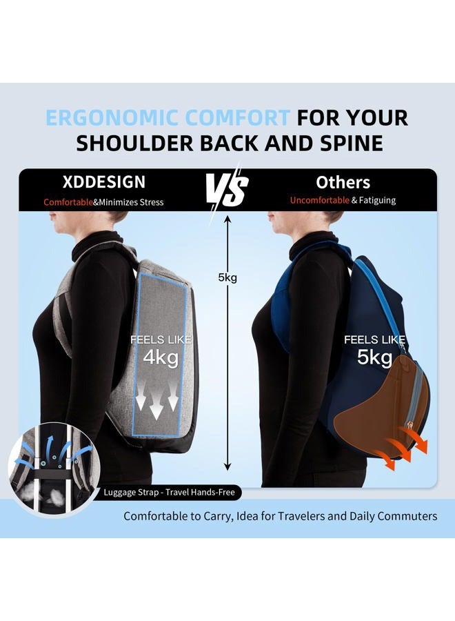 XDDesign XD Design Bobby Original Anti-Theft Laptop Backpack with USB Port - Men and Women Bag (Grey) - Image 5