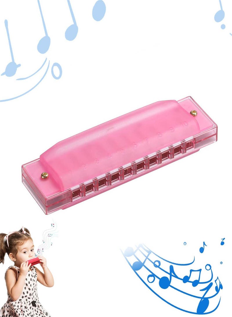 10 Holes Translucent Diatonic Harmonica Mouth Organ with PVC Box for Educational Musical Instruments Beginners Adults Professionals - Image 1
