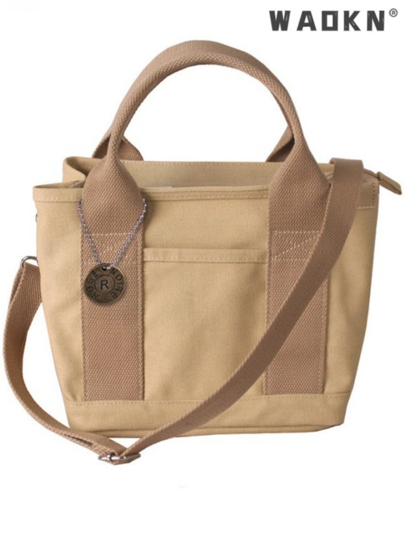 Unisex Student Large Capacity Canvas Shopping Bag Tote Bag,Student Lunch Carry Handbag Clutch Bag,Multi-compartment Single Bag Shoulder Crossbody Bag Sling Bag for Travel,Work,Commuting,School