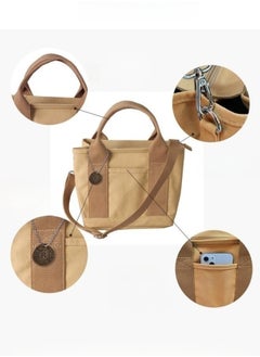 WAOKN Unisex Student Large Capacity Canvas Shopping Bag Tote Bag,Student Lunch Carry Handbag Clutch Bag,Multi-compartment Single Bag Shoulder Crossbody Bag Sling Bag for Travel,Work,Commuting,School  - Image 5