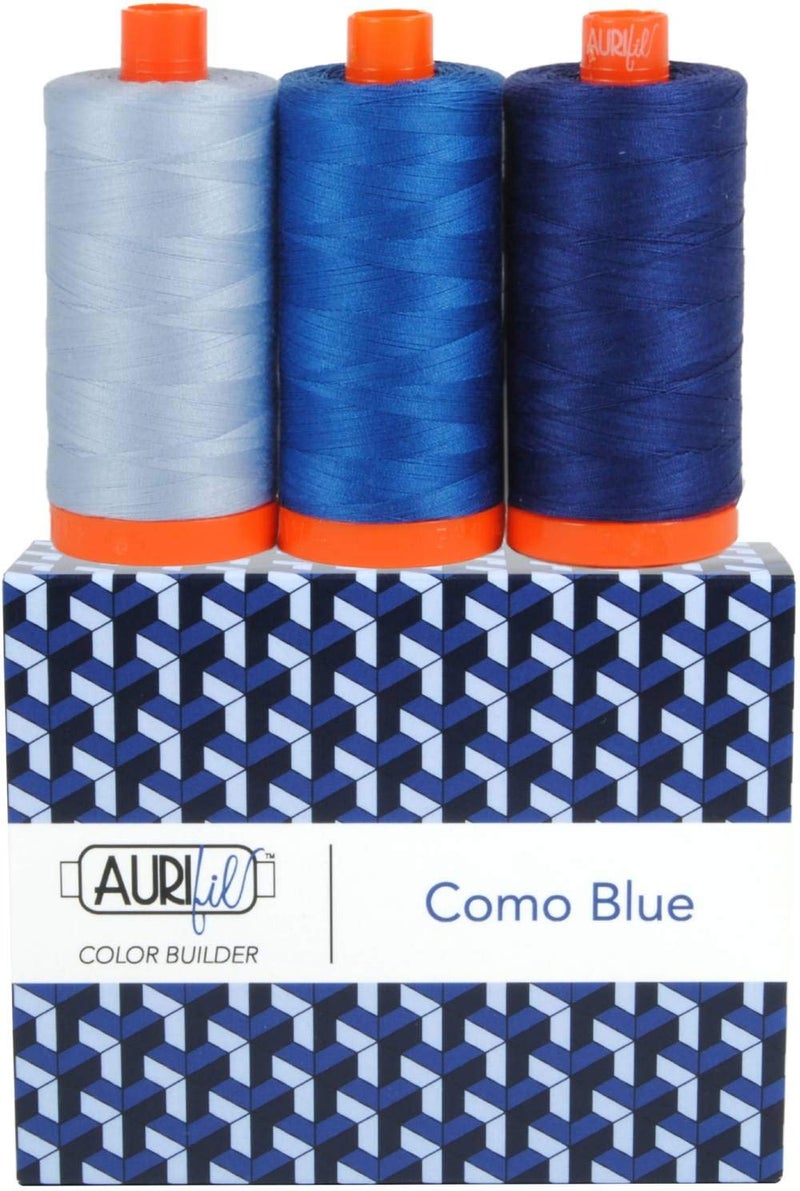 Aurifil Thread Blue CB Como 3pc - Image 4