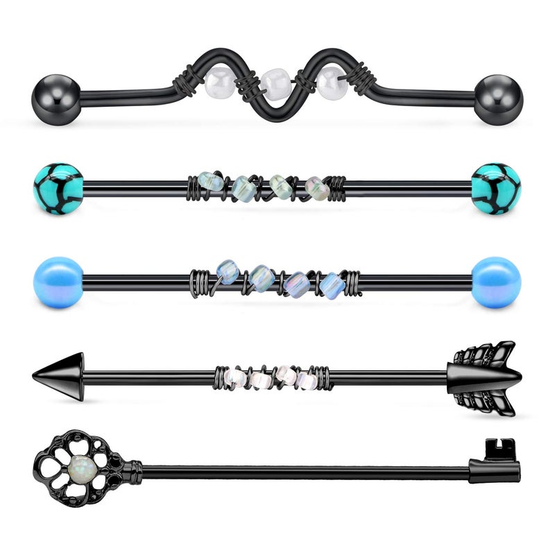 Mayhoop 14G Stainless Steel Industrial Barbell Earring Cartilage Body Piercing Jewelry 38mm 1&1/2 Inch Industrial Piercing Bar