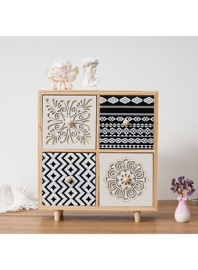 Vintage Wooden Dresser Storage Box, Retro Multi Layer Jewelry Cosmetic Organizer, Home Desktop Decorative Storage Case for Bedroom - Image 3
