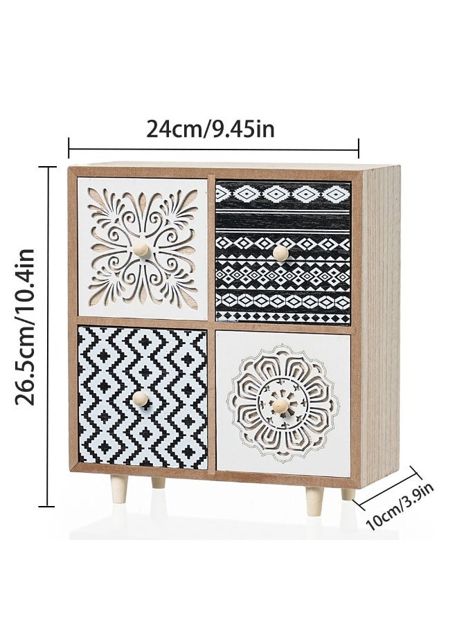 Vintage Wooden Dresser Storage Box, Retro Multi Layer Jewelry Cosmetic Organizer, Home Desktop Decorative Storage Case for Bedroom - Image 2
