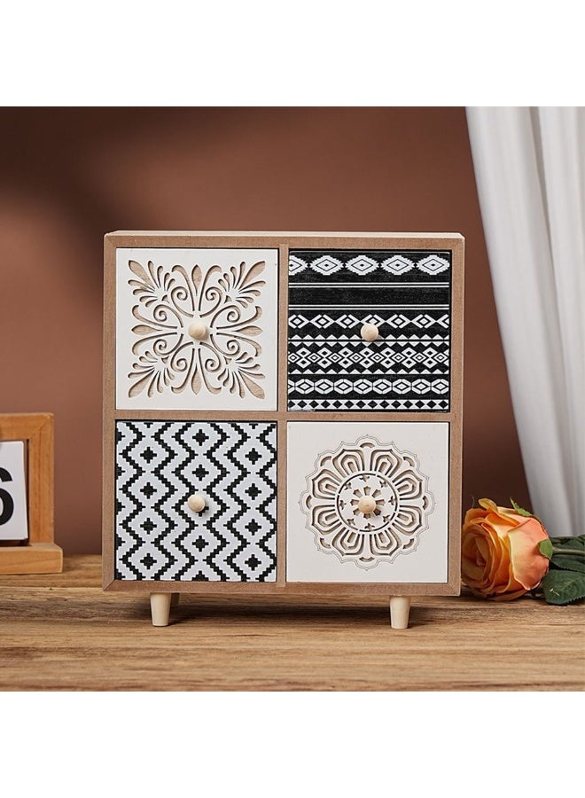 Vintage Wooden Dresser Storage Box, Retro Multi Layer Jewelry Cosmetic Organizer, Home Desktop Decorative Storage Case for Bedroom - Image 1