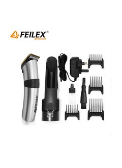Feilex Professional Hair Clipper with High Quality and Golden Blade - 8 Levels - FXHT-195 - Silver  - Image 2
