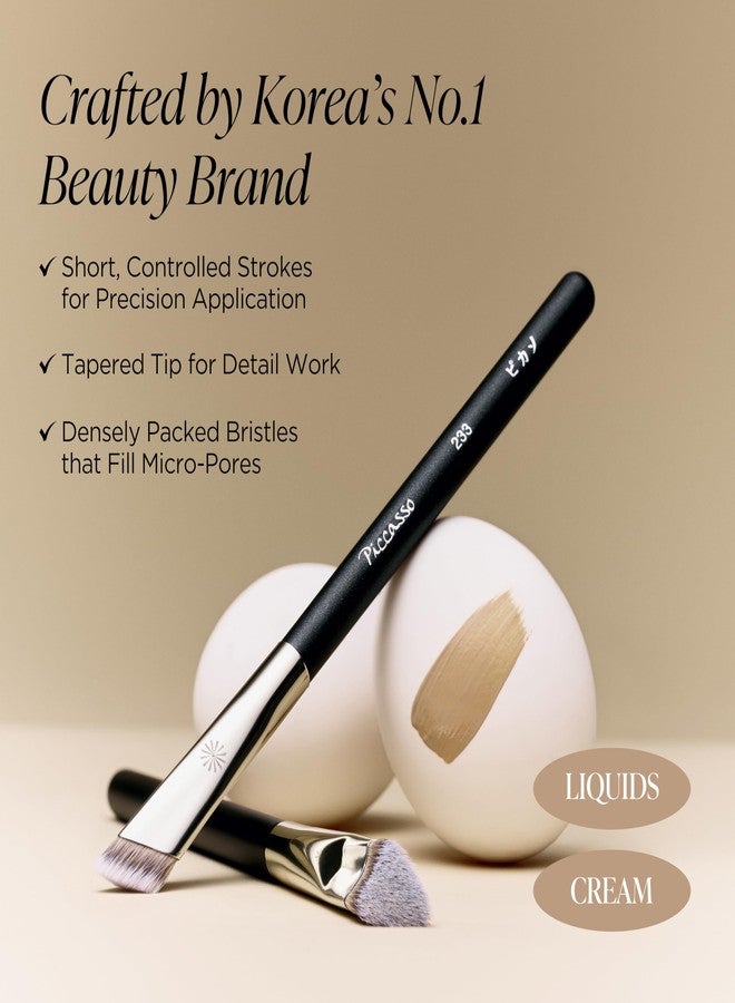 Piccasso Brush 233 Concealer Makeup Brush for Pore Coverage - Precision Tapping Tip for Flawless, Smooth Finish - Synthetic Hair, Wooden Handle - Image 2