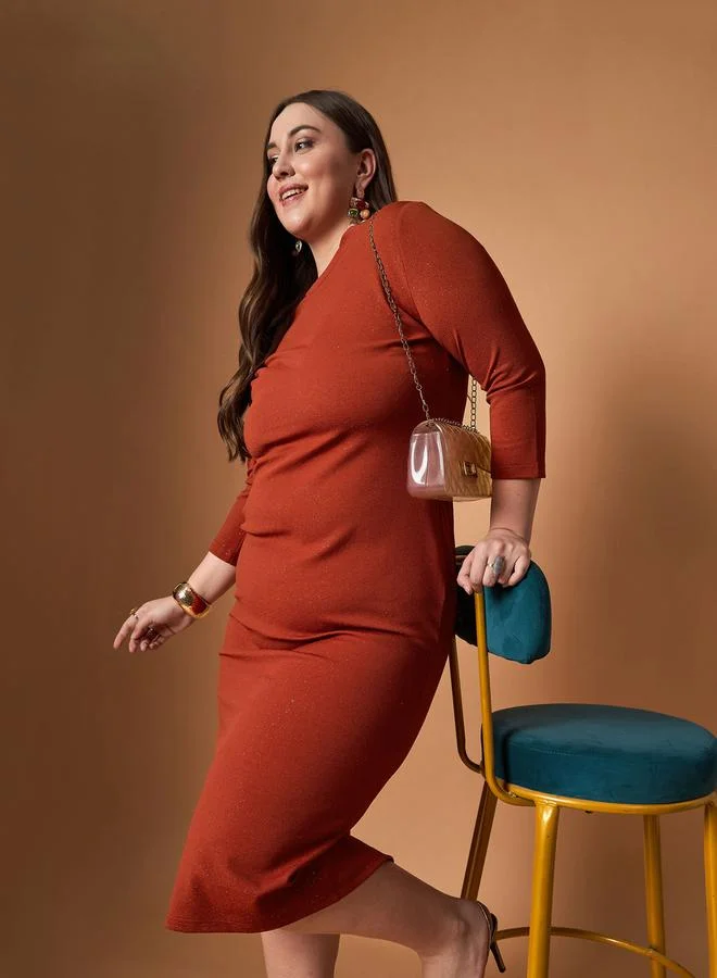 SASSAFRAS Terracotta Knit Dress