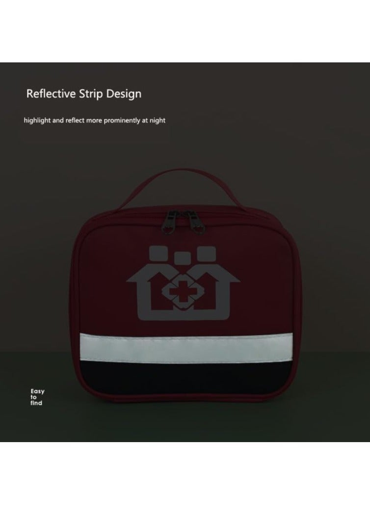 SYOSI Empty First Aid kit Bag Red Medical Supplies Organizer Bag Travel Medicine Bag Travel Rescue Pouch First Responder Storage Medicine Emergency Bag for Car Home Camping Medium Bag Only - Image 3