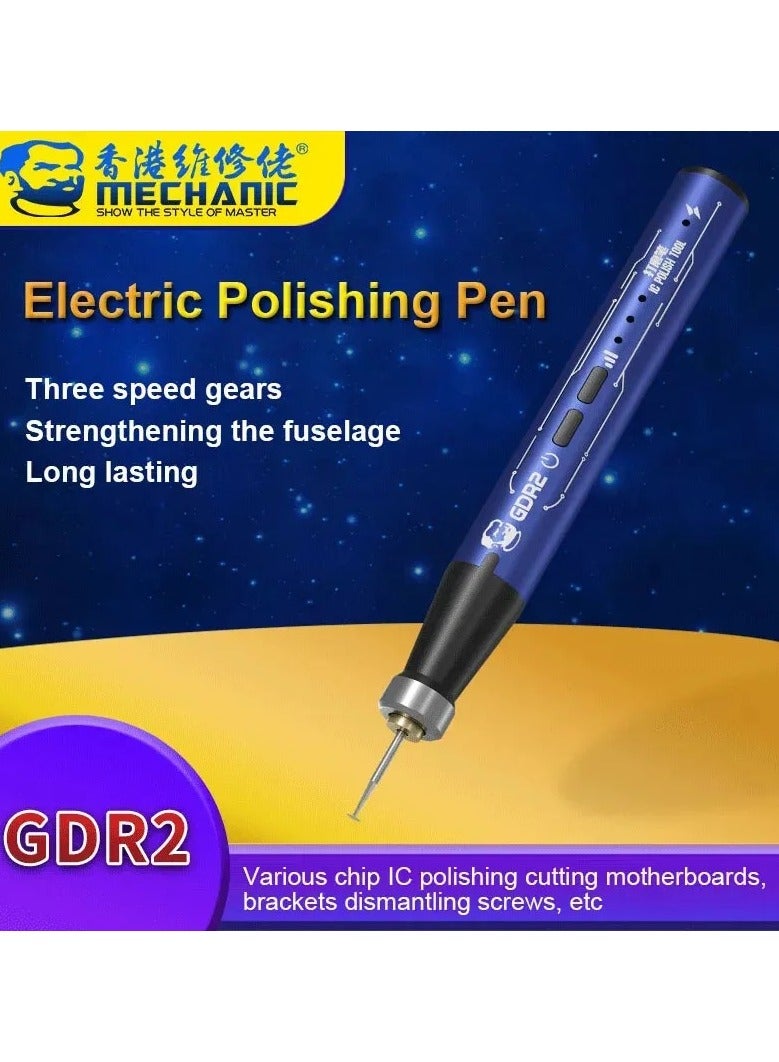 Mechanic GDR2 Electric Polishing Pen – Precision PCB & IC Repair Tool for Mobile Phone Motherboard, Chip & Electronics Maintenance - Image 2