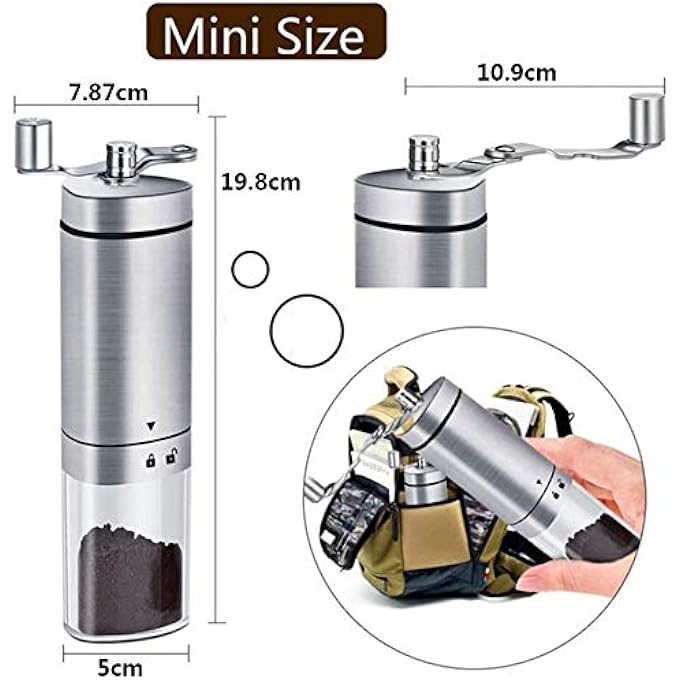 غود ستاف مطحنة قهوة يدوية، مطحنة مخروطية مع إعداد قابل للتعديل، مطحنة يدوية محمولة للسفر، مصنوعة من الفولاذ المقاوم للصدأ المصقول، أفضل مكبس إسبرسو فرنسي - Image 5