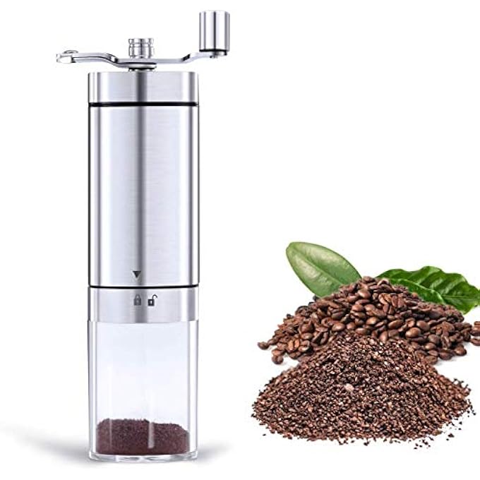 غود ستاف مطحنة قهوة يدوية، مطحنة مخروطية مع إعداد قابل للتعديل، مطحنة يدوية محمولة للسفر، مصنوعة من الفولاذ المقاوم للصدأ المصقول، أفضل مكبس إسبرسو فرنسي - Image 2