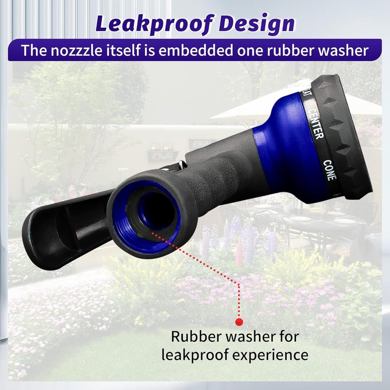 AUTOMAN Garden Hose Nozzle, Water Sprayer Nozzle with 7 Adjustable Watering Patterns,Slip Resistant Nozzle for Plants,Lawn,Washing Cars,Window Cleaning,Showering Pets & Outdoor Fun. - Image 5