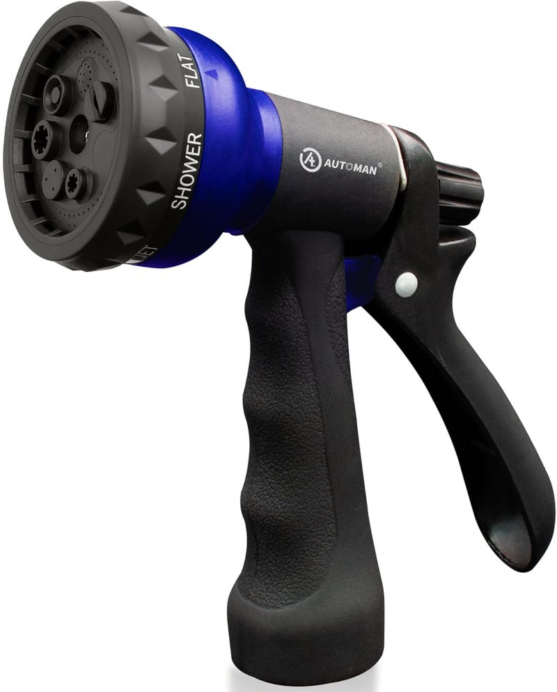 AUTOMAN Garden Hose Nozzle, Water Sprayer Nozzle with 7 Adjustable Watering Patterns,Slip Resistant Nozzle for Plants,Lawn,Washing Cars,Window Cleaning,Showering Pets & Outdoor Fun. - Image 1