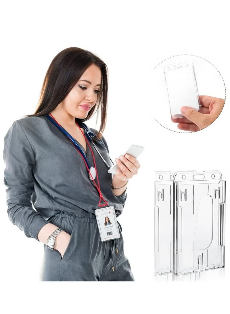 2 Pieces Transparent Card Case,Hard Plastic ID Credit Card Protector,Heavy Duty Badge Holders  - Image 2