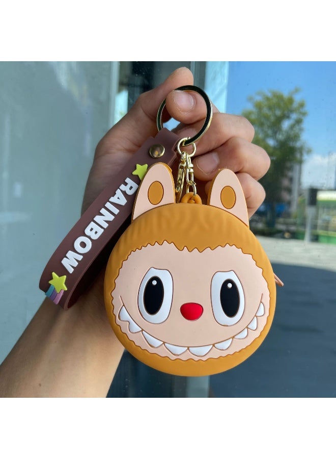 NIBEMINENT LABUBU Silicone Coin Purse Keychain, Cute Mini Wallet, Cartoon Coin Purse Headphone Bag Gift 
