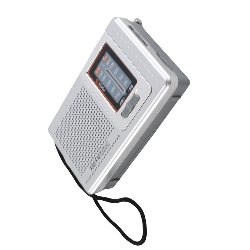 مُحَمِّلٌ بطارية وراديو AM FM بمكبر صوت داخلي، محمول بحجم جيبة، لـ السفر الخارجي لون رمادي فضي - Image 4