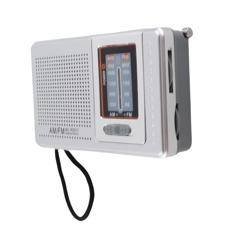 مُحَمِّلٌ بطارية وراديو AM FM بمكبر صوت داخلي، محمول بحجم جيبة، لـ السفر الخارجي لون رمادي فضي - Image 2
