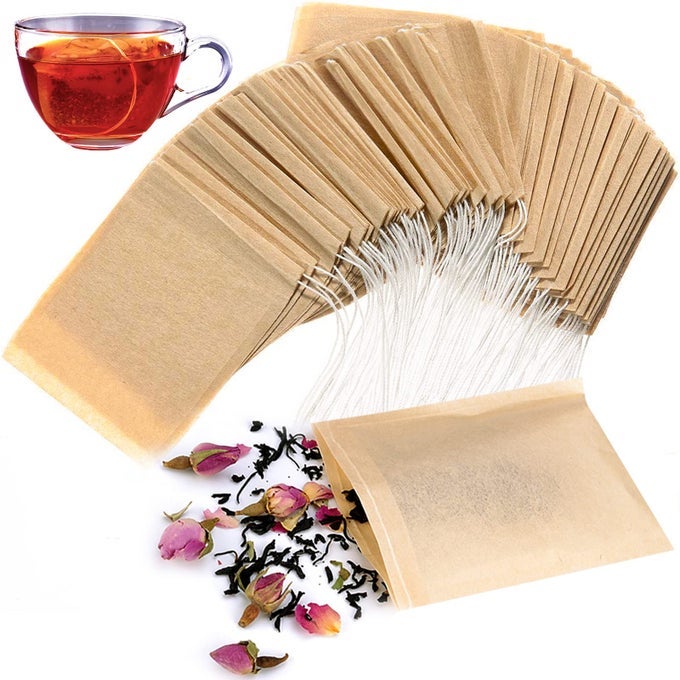 300PCS DISPOSABLE TEA FILTER BAGS WITH DRAWSTRING 100 NATURAL SAFE LOOSE LEAF TEA EMPTY TEA BAGS 1CUP CAPACITY