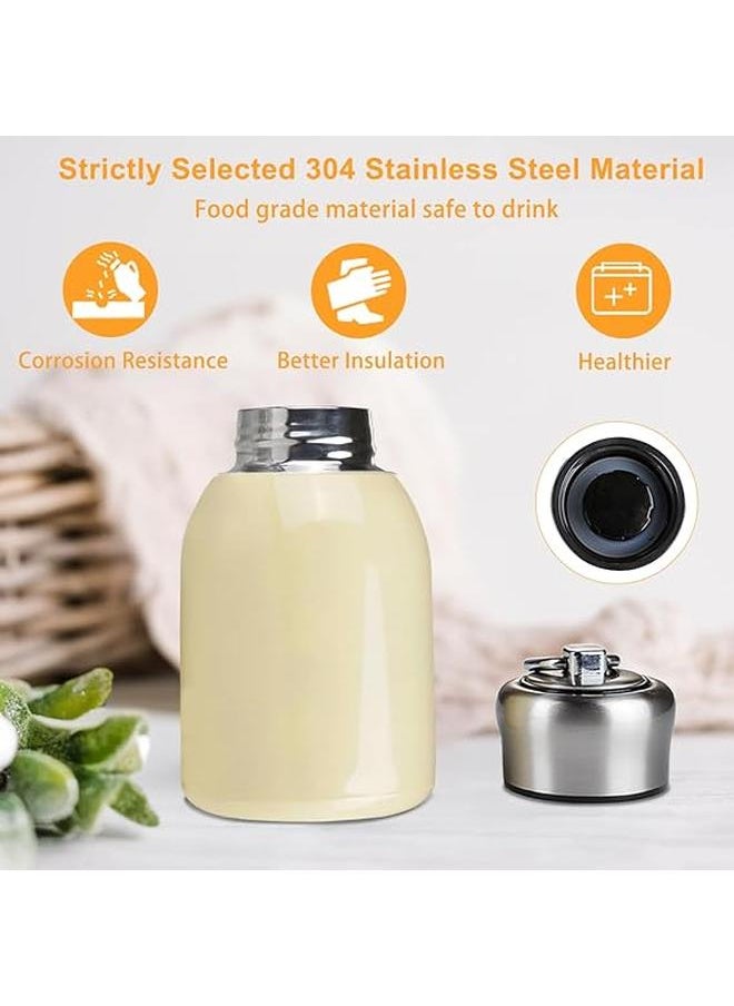 ماركة غير محددة - 10oz/300ML كوب حراري صغير مانع للتسرب قوارير مفرغة من الفولاذ المقاوم للصدأ 304 قارورة حرارية باردة وساخنة للأطفال والنساء في المكتب والغداء والقهوة والشاي والحليب (بيج) - Image 1