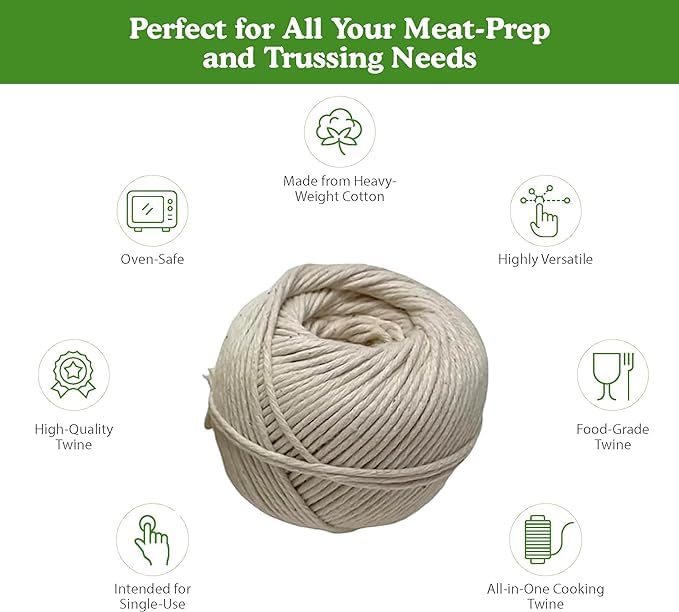 Regency Wraps Butchers Cooking Twine Ball, Made of Heavy-Weight Natural Cotton for Turkey Trussing and Meat Prep for Roasting, 200 ft Ball - Image 3