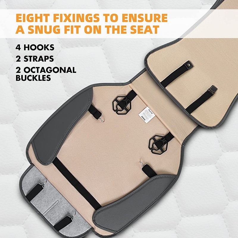 Elantrip 2PCs Front Car Seat Covers Leather Car Seat Protector Universal fit for Most Cars SUVs and Trucks Water Proof Seat Protector Gray - Image 5