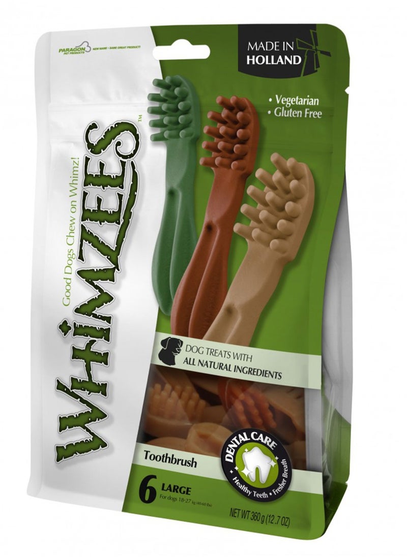 WHIMZEES Toothbrush Star Large Mix Brown / Green / Orange (6pc) 