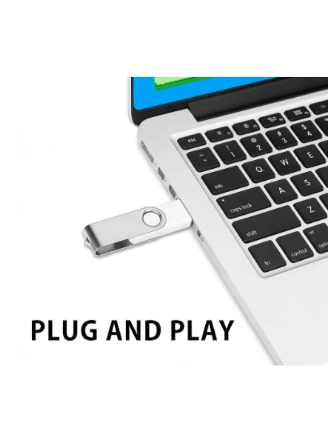 64 جيجا بايت محرك أقراص فلاش USB USB 2.0 محرك أقراص الإبهام قابل للطي عصا الذاكرة الدوار تصميم -White - Image 5