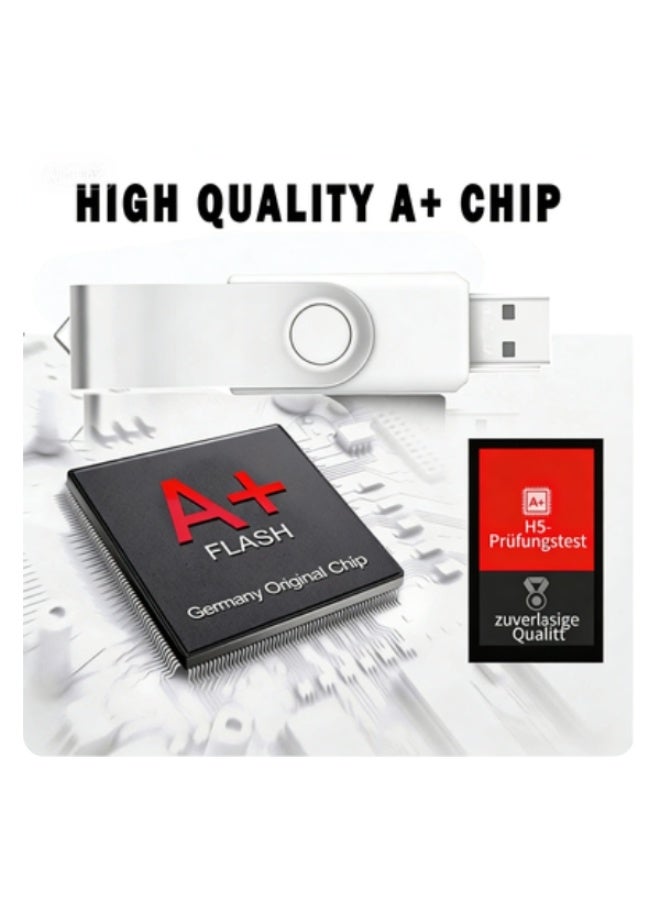 64 جيجا بايت محرك أقراص فلاش USB USB 2.0 محرك أقراص الإبهام قابل للطي عصا الذاكرة الدوار تصميم -White - Image 3