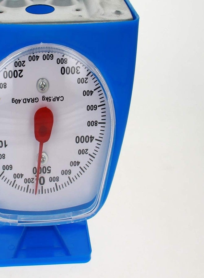 اتول مارت ميزان مطبخ ميكانيكي من يوتول مارت - ميزان طعام للحمية - بوحدات قياس بالباوند والكيلوغرام - نطاق قياس 5000 غرام، دقة 5 غرام، مع صينية زرقاء - Image 4