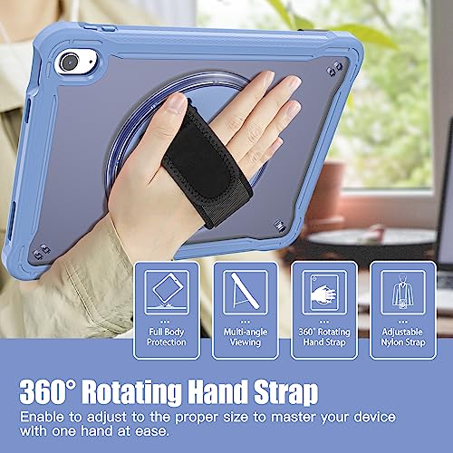 ProElite Cover for iPad (A16) 11th/10th Gen (2025/2022) Case, Rugged Shockproof Armor case for iPad 11th/10th Gen with Hand Grip and Rotating Kickstand (Transparent Back) with Should Strap, Lavender - Image 4