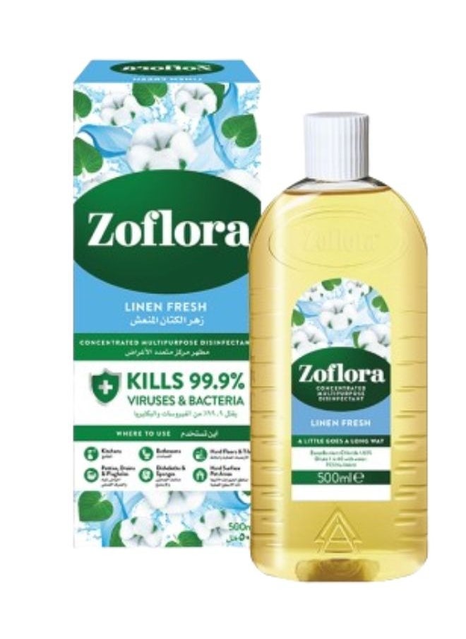 Zoflora Multi-Purpose Concentrated Disinfectant Linen Fresh 500ml  - Image 1