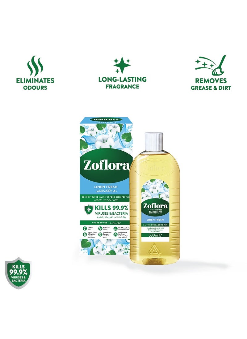 Zoflora Multi-Purpose Concentrated Disinfectant Linen Fresh 500ml  - Image 2