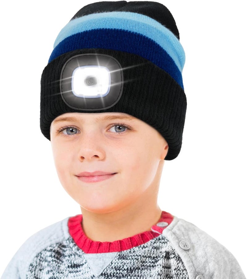 YunTuo Store LED Beanie for Kids, Unisex Rechargeable Headlamp Hat Winter Night Lighted Cap, Gifts for Kids Boys Girls - Image 1