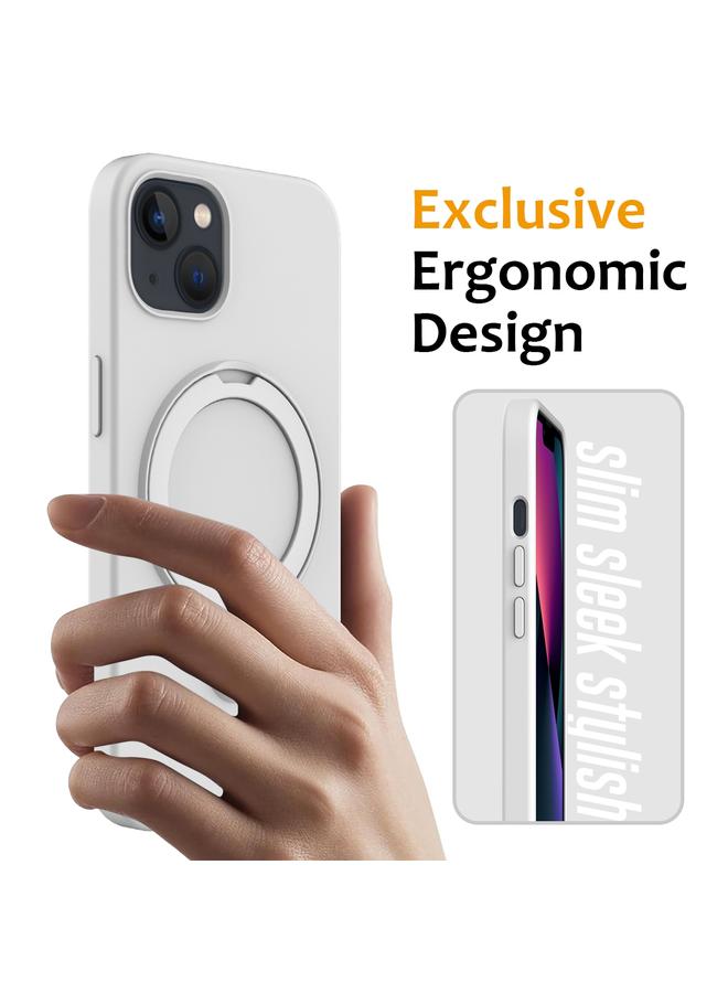 زبون جراب لهاتف iPhone 13 مصنوع من السيليكون السائل المغناطيسي MagSafe مع حامل حلقي - Image 2
