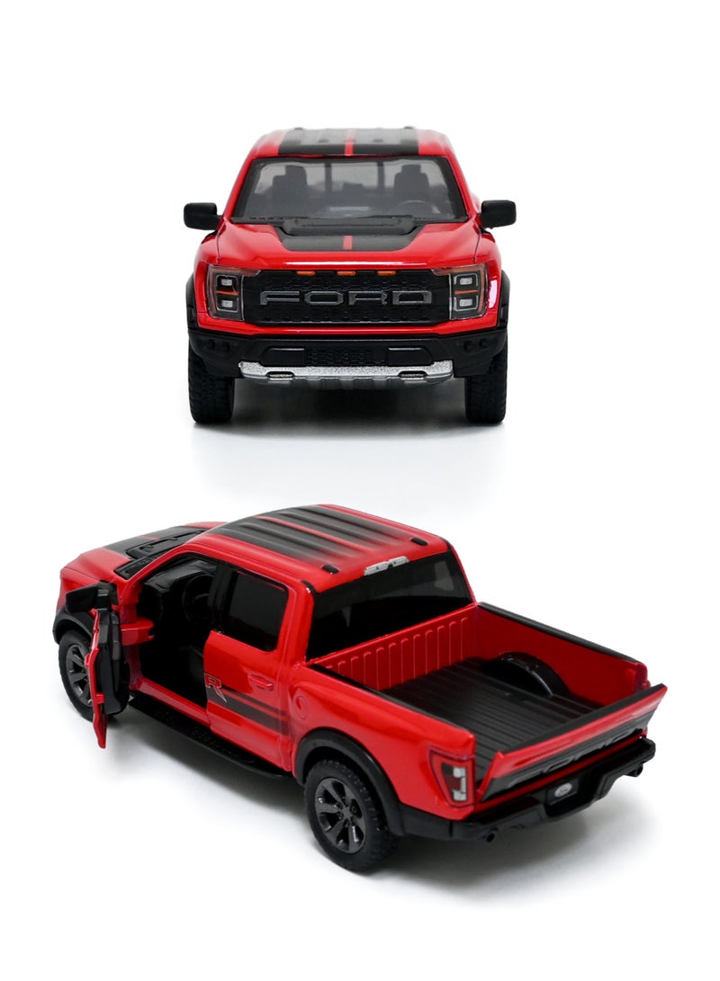 2022 Ford F-150 Raptor Pickup Truck Die Cast Metal Doors Openable Pull Back Action Toy
