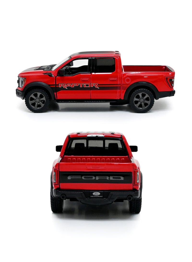 2022 Ford F-150 Raptor Pickup Truck Die Cast Metal Doors Openable Pull Back Action Toy