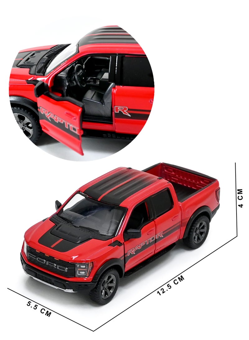 2022 Ford F-150 Raptor Pickup Truck Die Cast Metal Doors Openable Pull Back Action Toy