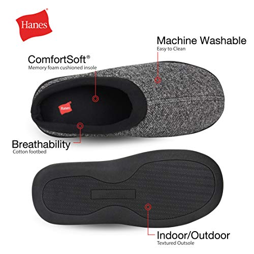 Hanes Comfort Soft Memory Foam Indoor Outdoor Clog Slipper Shoe - Men’s and Boy’s Sizes, Black, 2X-Large - Image 3