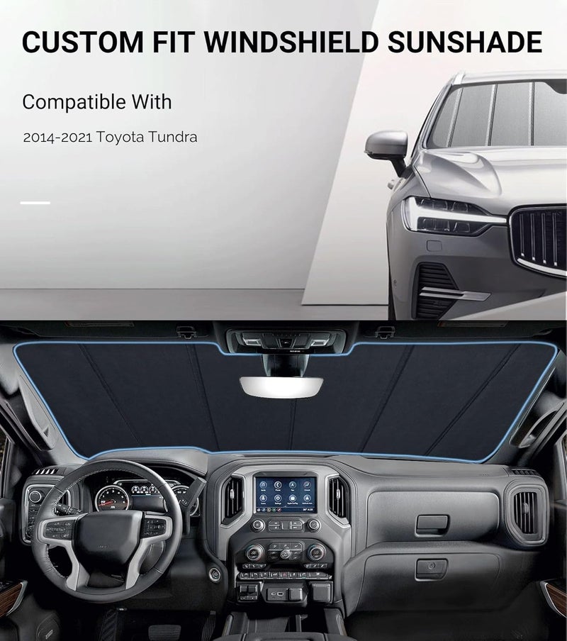 Pigenius Front Windshield Sun Shade for 2014-2021 Toyota Tundra - Ultimate Folding Sunshade - Image 2