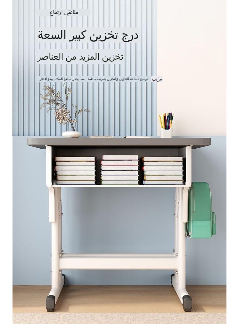 مكتب دراسة فاخر للأطفال، طقم مكتب وكرسي منزلي بسيط قابل للتعديل، وردي