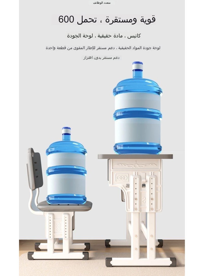 مكتب دراسة فاخر للأطفال، طقم مكتب وكرسي منزلي بسيط قابل للتعديل، وردي