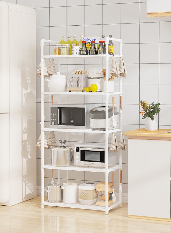 5Tier Storage Shelves Kitchen Bakers Rack with Storage Cabinet Cupboard Organizer Bookcase Microwave Oven Stand for Living Room And Kitchen 50x27x147cm