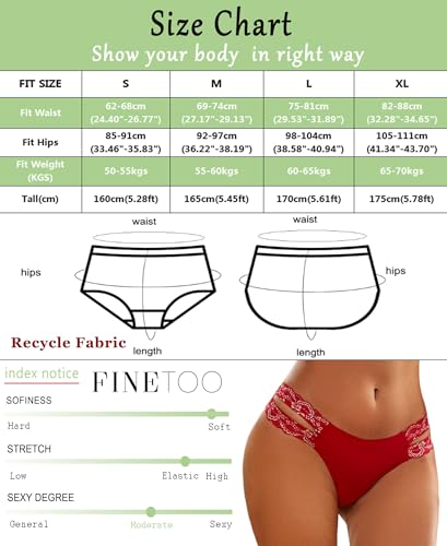 FINETOO Seamless Underwear for Women Cheeky Bikini Panties High Cut V-waist Lace Underwear Women Cute Bikinis 6 Pack - Image 5