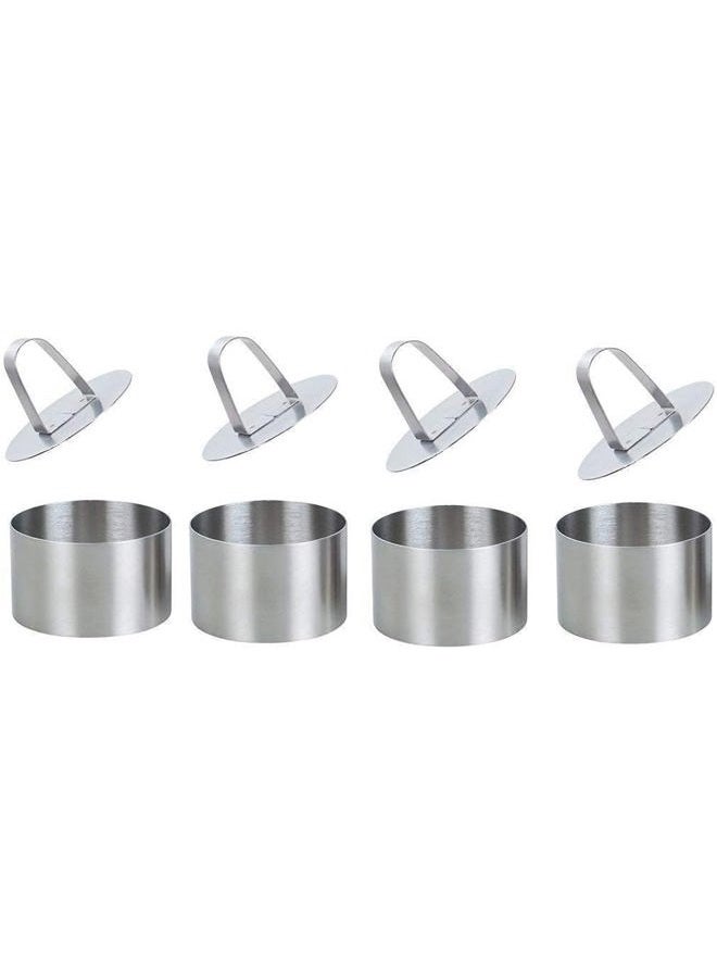 Defemim Stainless Steel 3D Cake Molds with Pusher Lifter Cooking Rings Set of 4,Baking Dish Bakeware Tools Cupcake Mold Mousse Ring Cheese Tools Salad Cake Dessert Mould(4 Different Shapes) - Image 1