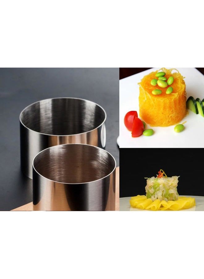 Defemim Stainless Steel 3D Cake Molds with Pusher Lifter Cooking Rings Set of 4,Baking Dish Bakeware Tools Cupcake Mold Mousse Ring Cheese Tools Salad Cake Dessert Mould(4 Different Shapes) - Image 2